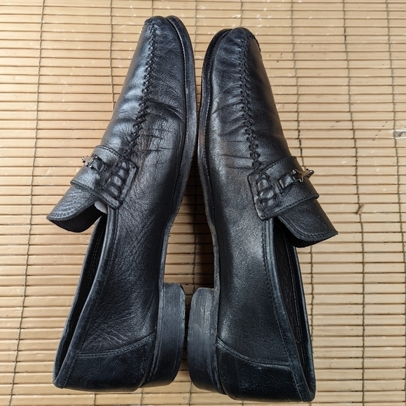 Bruno Magli Mens Horsebit Loafers Shoes Black Leather Silver Bit Size 10.5M.   2 - Picture 5 of 11